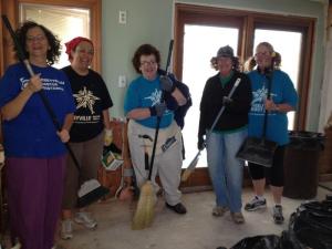 The cleanup crew: Sarah, Beth,  Linda, Jeanne and Ruth...yes it was very windy today!
